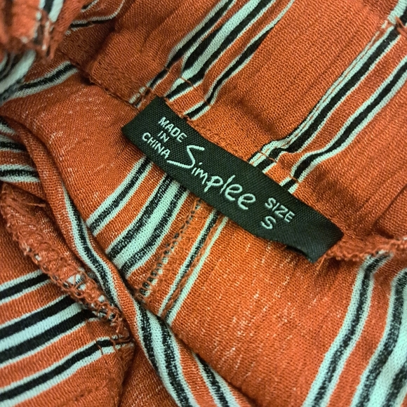 NWOT BerryGo Linen Boho High Waist Pants SplitFlowy Stripe Wide Leg Pant - Picture 5 of 6